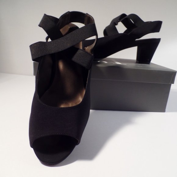 Mark Kemp Classics Shoes - Mark Kemp Classics - Women's Black Microfiber Open Toe Shoe - Size 13 M